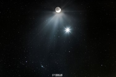 Catalina Comet, the moon and the morning star (Venus)